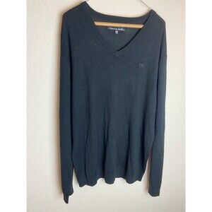 Travis Mathew Mens Sweater Black Size 2XL V-Neck Solid Long Sleeve Pullover